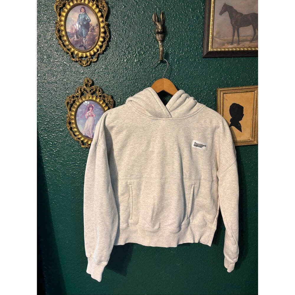Bearded Goat Gray Cropped Hoodie Baggy Size Medium